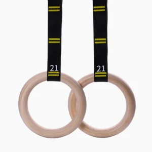 Wooden Gymnastics Rings with Quick | Adjust Buckle Straps | Non-Slip Home Gym Equipment for Calisthenics & Full Body Workout
